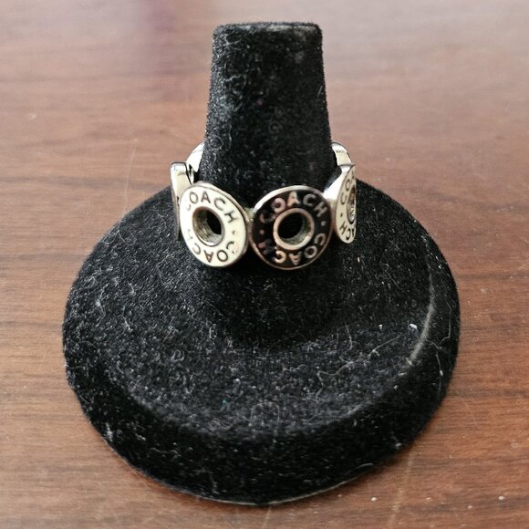 Coach Black and White Grommet Ring Size 8 - Picture 1 of 4